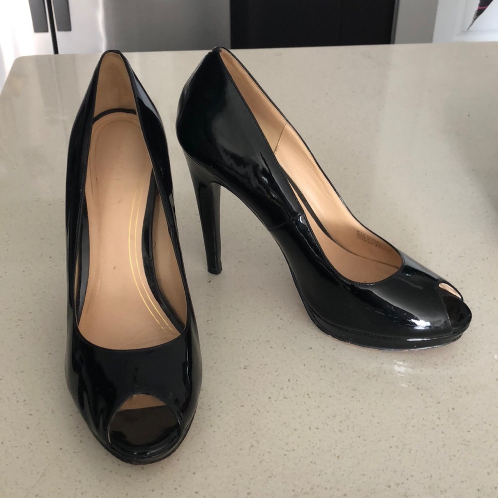 Black patent peep toe Cole Haan Stiletto Heels